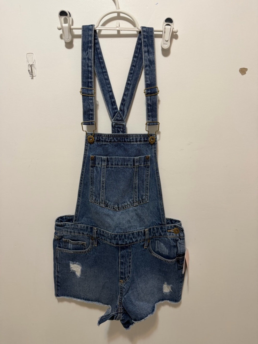 JustFab Dark Blue Denim overall shorts NWT